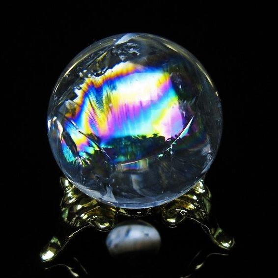 アイリスクォーツ 水晶 丸玉 虹入り 26mm スフィア 置物 水晶玉 一点物