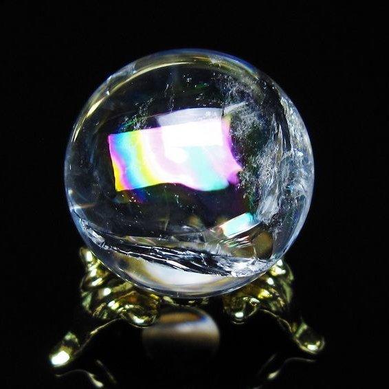アイリスクォーツ 水晶 丸玉 虹入り 26mm スフィア 置物 水晶玉 一点物