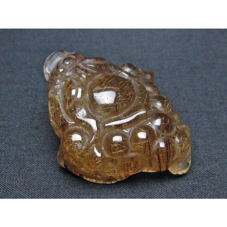金針ルチル 金蟾 置物 手彫り 彫刻品 キンセン ルチルクォーツ 原石