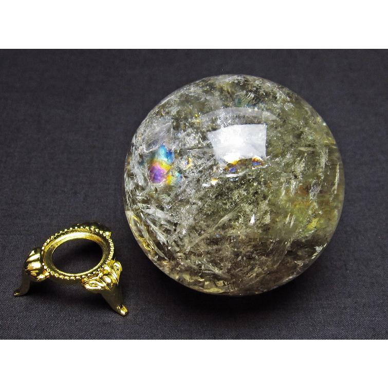 シトリンクォーツ 丸玉 虹入り 63mm シトリン スフィア 一点物 送料