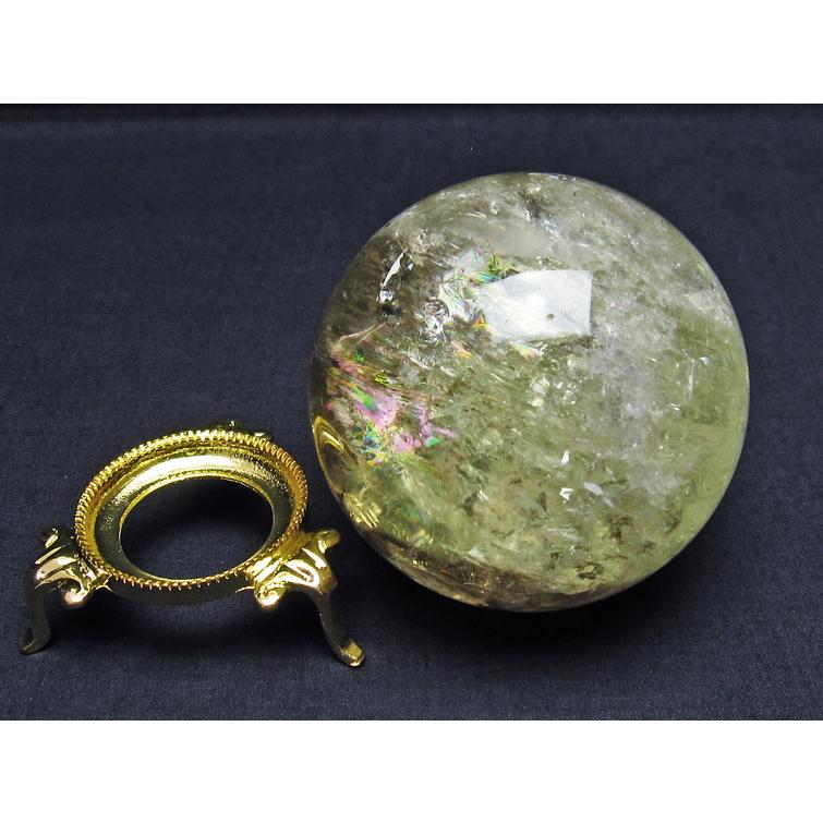 シトリンクォーツ 丸玉 虹入り 79mm シトリン スフィア 一点物 送料