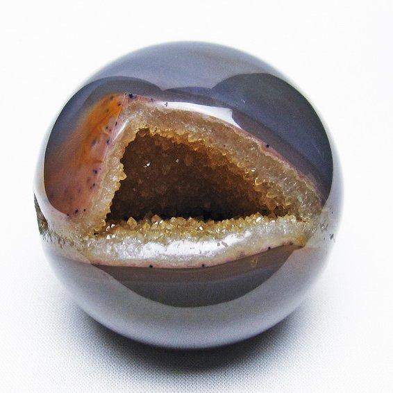 アゲート 笑口丸玉 ジオード スフィア 丸玉 一点物 送料無料 151-5613