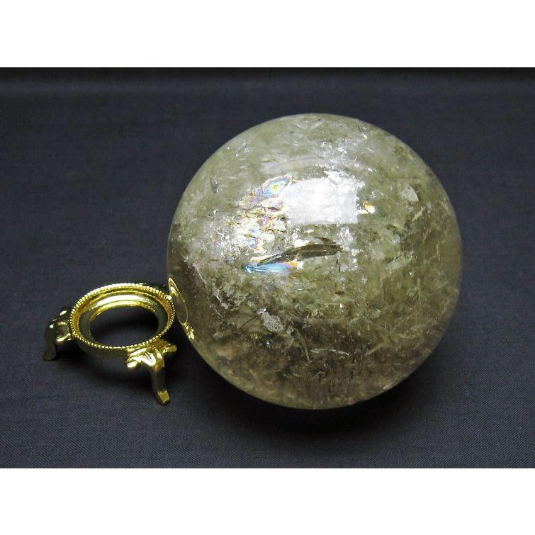 シトリン 丸玉 虹入り 77mm シトリンクォーツ スフィア 一点物 [送料