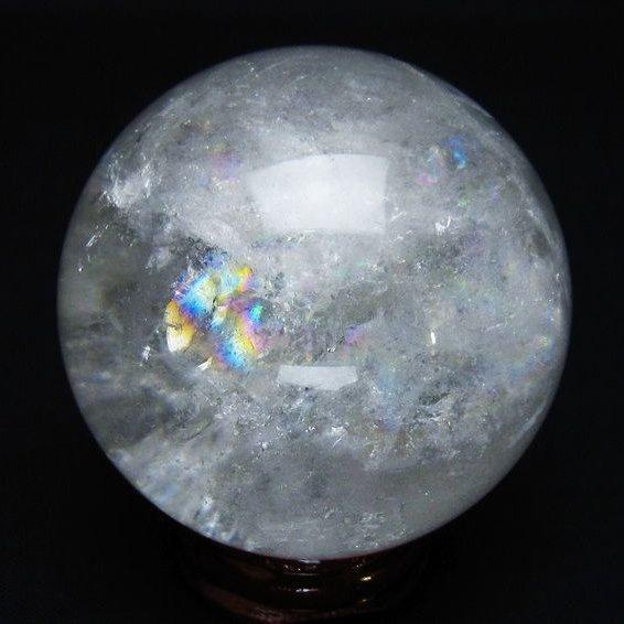 水晶 丸玉 虹入り 60mm スフィア 置物 水晶玉 一点物 151-8706