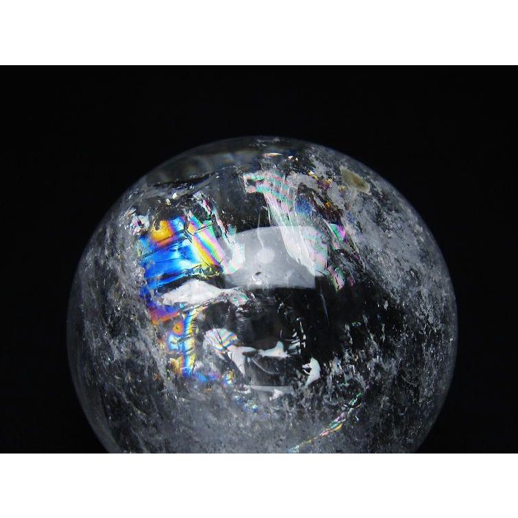 水晶玉スフィア付き オブジェ 置物 水晶 丸玉 虹入り 57mm スフィア 置物 水晶玉 一点物 送料無料 151