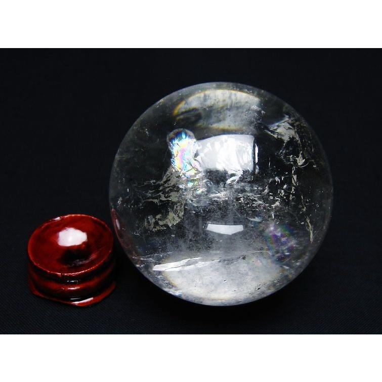 水晶 丸玉 虹入り 56mm スフィア 置物 水晶玉 一点物 送料無料 151-8785_3