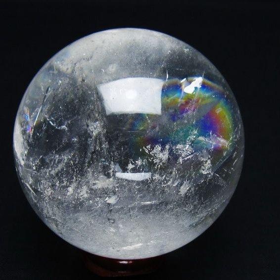 水晶 丸玉 虹入り 59mm スフィア 置物 水晶玉 一点物 送料無料 151