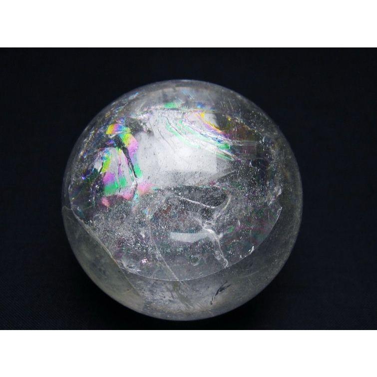 水晶 丸玉 虹入り 60mm スフィア 置物 水晶玉 一点物 送料無料 151