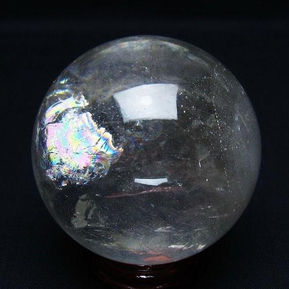 天然石 スフィア 水晶 丸玉 虹入り 64mm スフィア 置物 水晶玉 一点物 送料無料 151