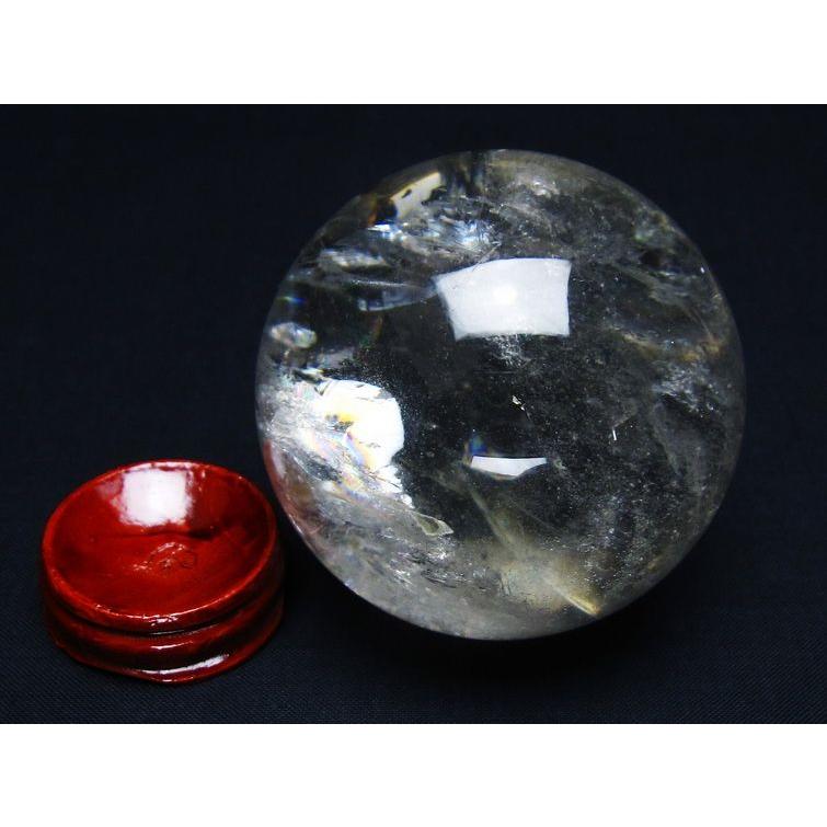水晶 丸玉 虹入り 64mm スフィア 置物 水晶玉 一点物 送料無料 151 