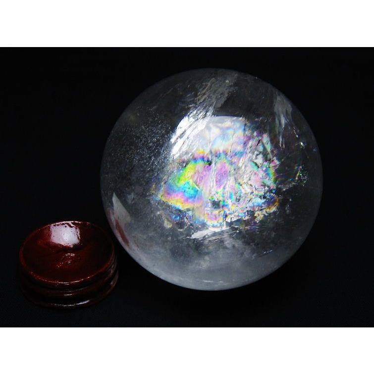 水晶 丸玉 虹入り 74mm スフィア 置物 水晶玉 一点物 送料無料 151