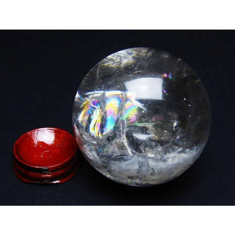 水晶 丸玉 虹入り 67mm スフィア 置物 水晶玉 一点物 送料無料 151