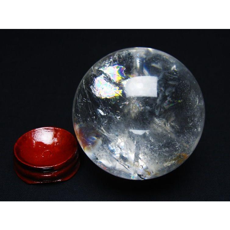 水晶 丸玉 虹入り 65mm スフィア 置物 水晶玉 一点物 送料無料 151 