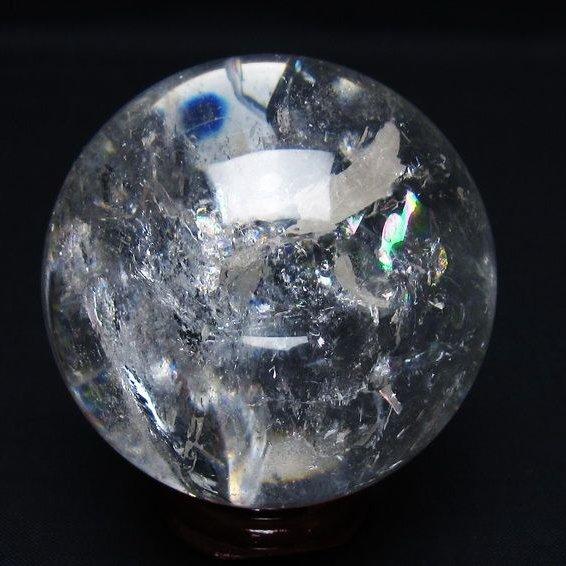 水晶 丸玉 虹入り 65mm スフィア 置物 水晶玉 一点物 送料無料 151