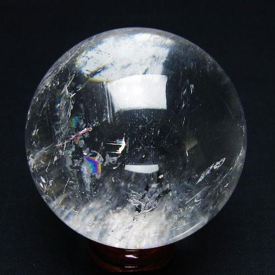 水晶 丸玉 虹入り 54mm スフィア 置物 水晶玉 一点物 送料無料 151