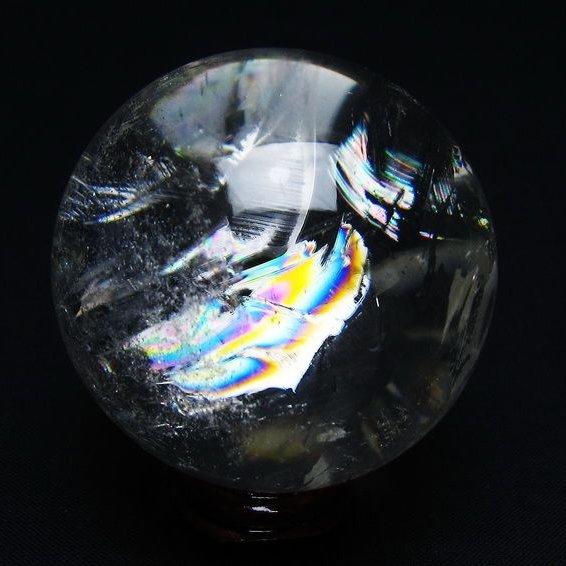 水晶 丸玉 虹入り 54mm スフィア 置物 水晶玉 一点物 送料無料 151
