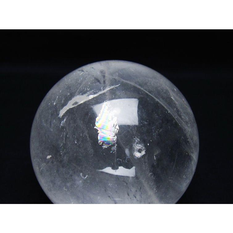 水晶 丸玉 虹入り 77mm スフィア 置物 水晶玉 一点物 送料無料 151