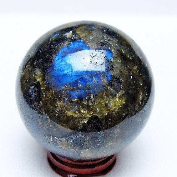 ラブラドライト 丸玉 62mm スフィア 置物 一点物 151-9106 : 天然石