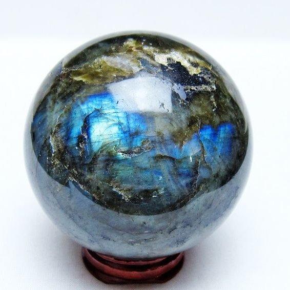 ラブラドライト 丸玉 69mm スフィア 置物 一点物 151-9111 : 天然石
