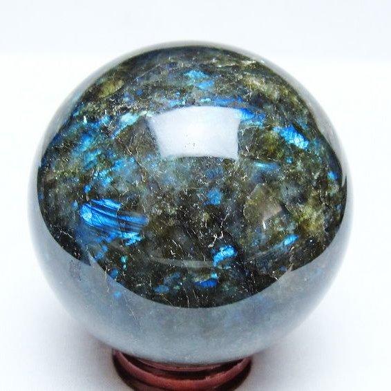 ラブラドライト 丸玉 71mm スフィア 置物 一点物 151-9119 : 天然石
