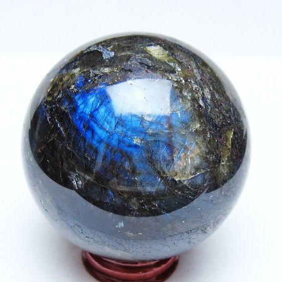 ラブラドライト 丸玉 73mm スフィア 置物 一点物 151-9121 : 天然石