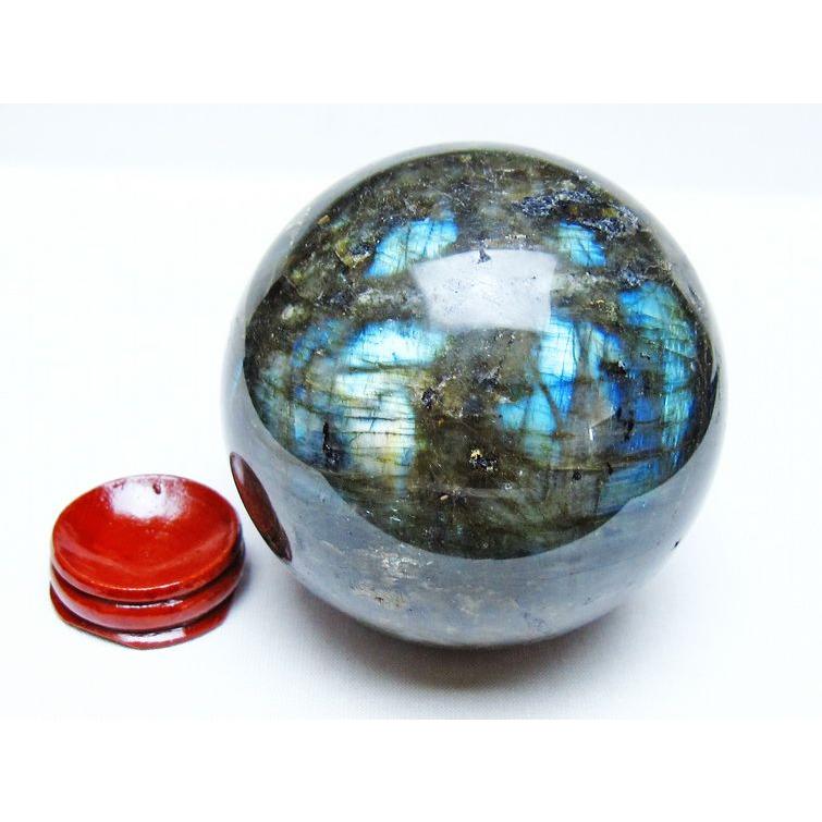 ラブラドライト 丸玉 83mm スフィア 置物 一点物 送料無料 151-9147 