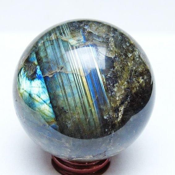 ラブラドライト 丸玉 74mm スフィア 一点物 151-9184 : 天然石