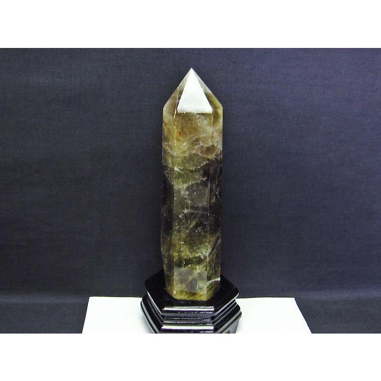 1.3Kg シトリン 六角柱 台座付属 虹入り 一点物 送料無料 152-1760 インカ