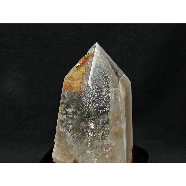 1.4Kg 水晶 六角柱 白水晶 水晶ポイント 虹入り 台座付属 送料無料