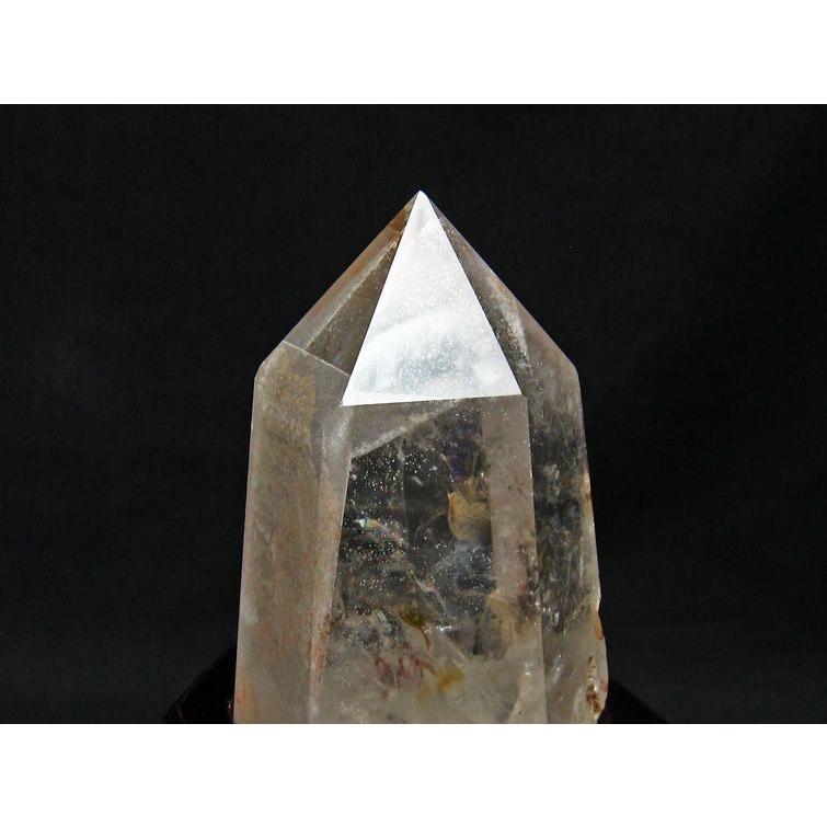 天然石　水晶ロングポイント☘︎ ݁˖.ᐣ台座付き 1.4Kg 水晶 六角柱 白水晶 水晶ポイント 虹入り 台座付属 送料無料