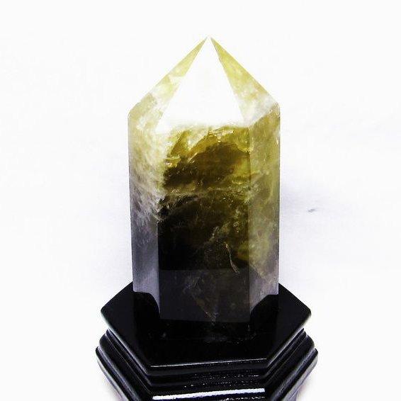 1.1Kg シトリンクォーツ 六角柱 シトリン ポイント 置物 原石 台座付属