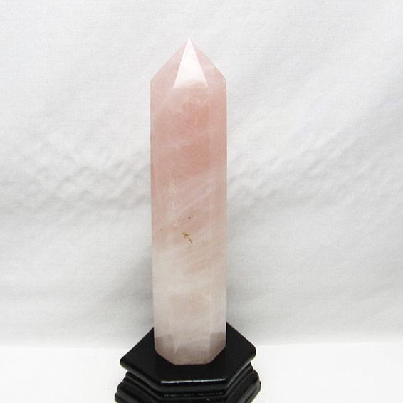 ローズクォーツ ポイント 六角柱 台座付属 一点物 152-2522 : 天然石