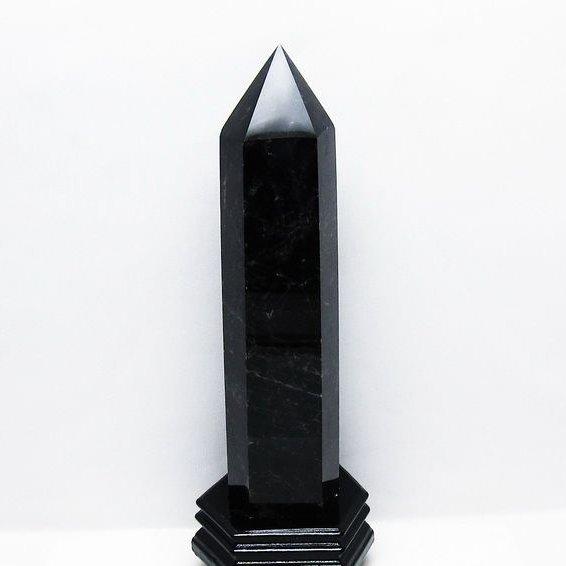 1.8Kg モーリオン モリオン 黒水晶 六角柱 台座付属 一点物 [送料無料 