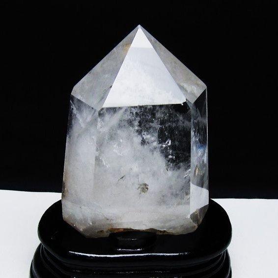 天然石/六角柱/水晶/台座付 水晶ポイント六角柱 - 約12.3cm【台座付】 | 天然石置物類のご購入