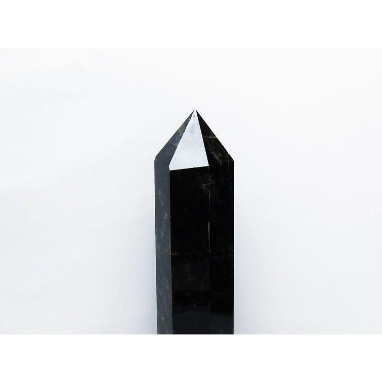 1.4Kg モリオン 黒水晶 六角柱 台座付属 一点物 152-4003 : 天然石