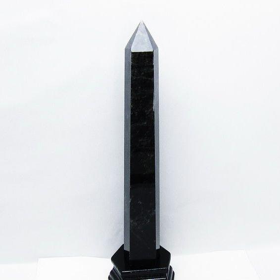 1.2Kg モリオン 黒水晶 六角柱 台座付属 一点物 152-4010 : 天然石 