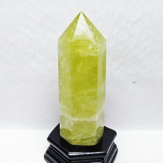 シトリン 六角柱 シトリンクォーツ ポイント 台座付属 一点物 送料無料