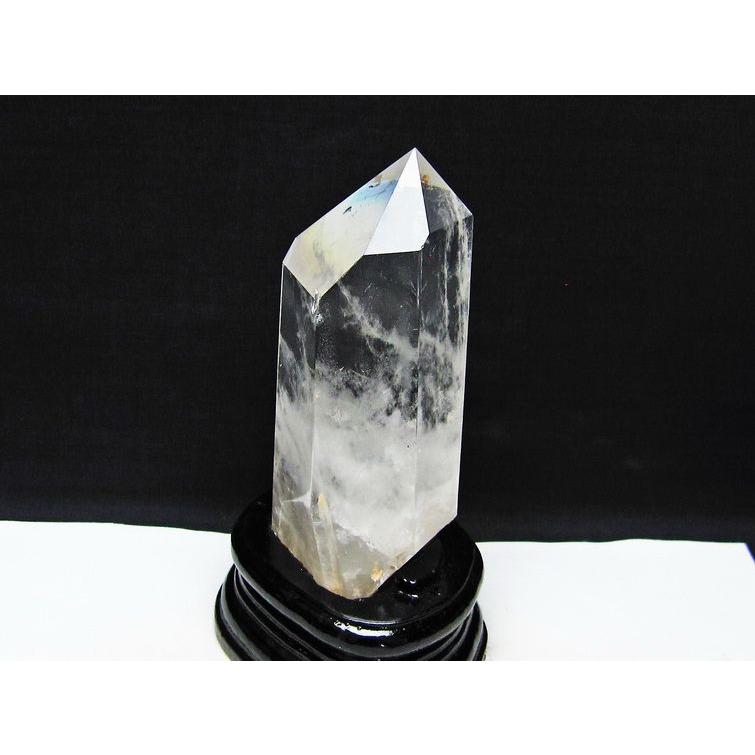 水晶 六角柱 ポイント 原石 置物 台座付属 送料無料 一点物 152-4594