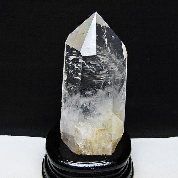 水晶 六角柱 ポイント 原石 置物 台座付属 送料無料 一点物 152-4595