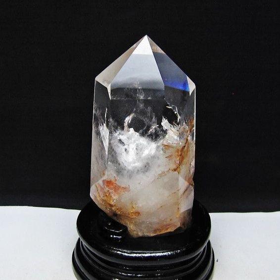 水晶 六角柱 ポイント 原石 置物 台座付属 送料無料 一点物 152-4598