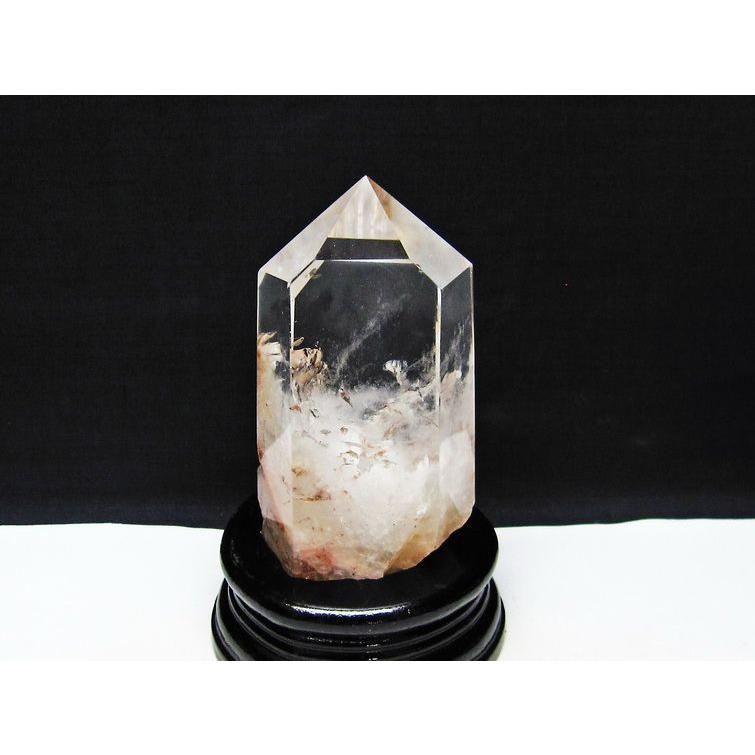 水晶 六角柱 ポイント 原石 置物 台座付属 送料無料 一点物 152-4598