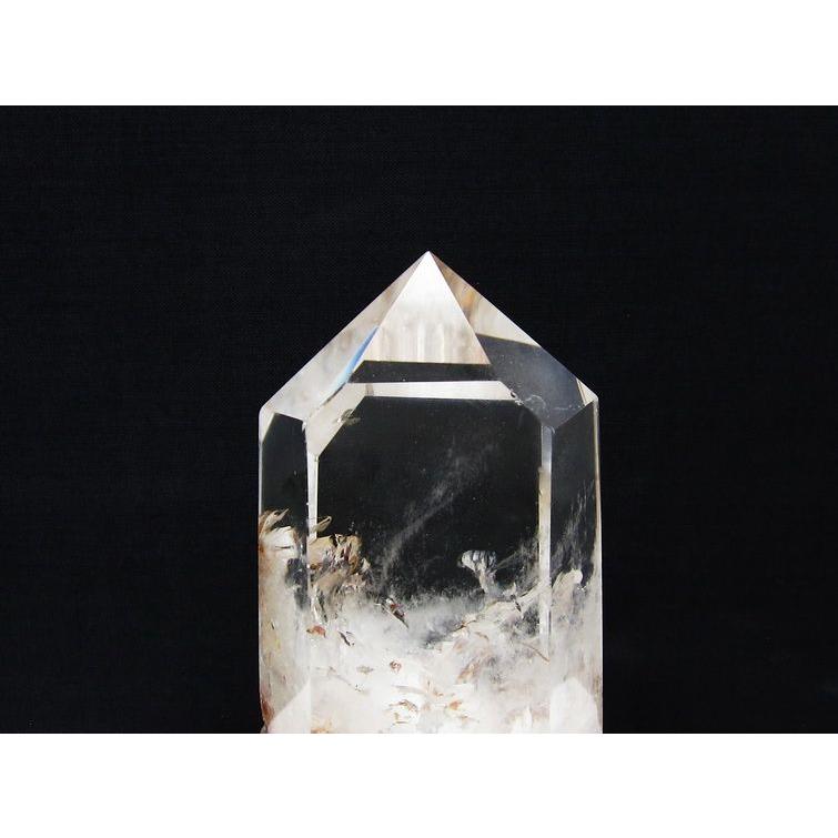 水晶 六角柱 ポイント 原石 置物 台座付属 送料無料 一点物 152-4598
