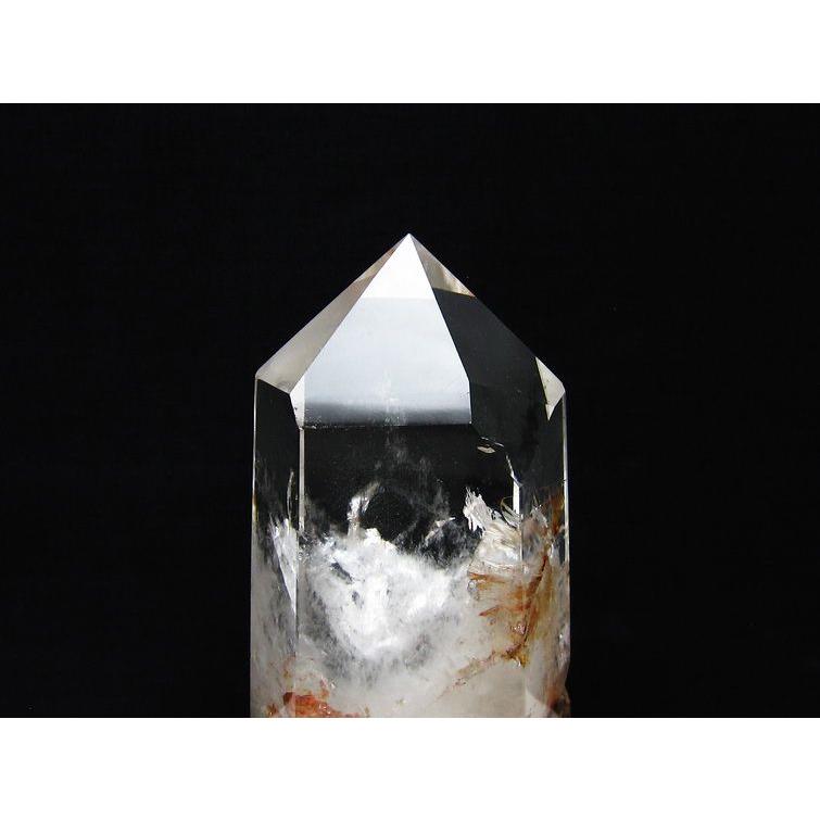 水晶 六角柱 ポイント 原石 置物 台座付属 送料無料 一点物 152-4598