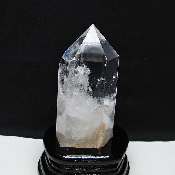 水晶 六角柱 ポイント 原石 置物 台座付属 送料無料 一点物 152-4612