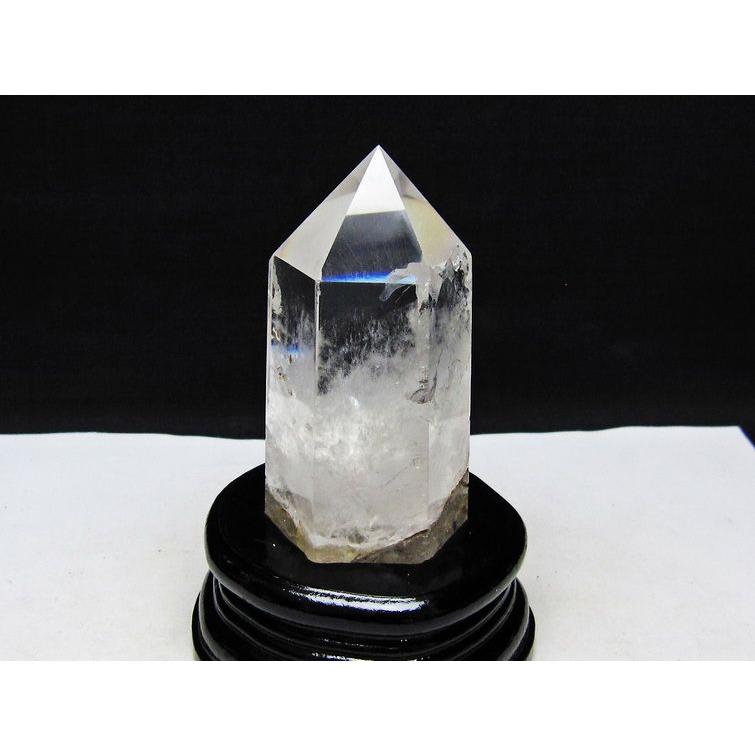 水晶 六角柱 ポイント 原石 置物 台座付属 送料無料 一点物 152-4614