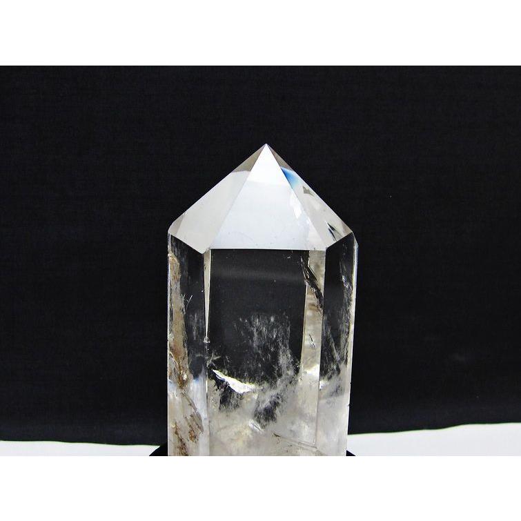 水晶 六角柱 ポイント 原石 置物 台座付属 送料無料 一点物 152-4616