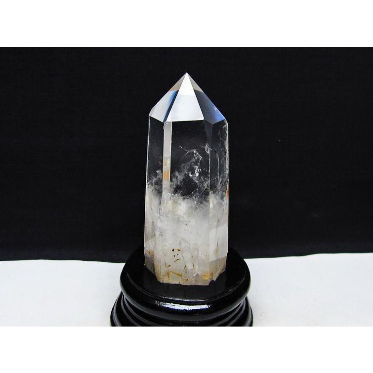 水晶 六角柱 ポイント 原石 置物 台座付属 送料無料 一点物 152-4619