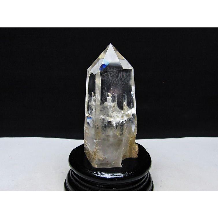 水晶 六角柱 ポイント 原石 置物 台座付属 送料無料 一点物 152-4622