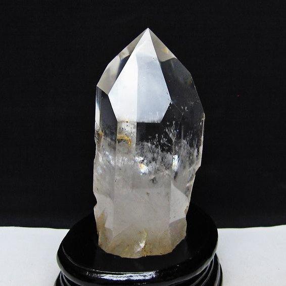 水晶 六角柱 ポイント 原石 置物 台座付属 送料無料 一点物 152-4626