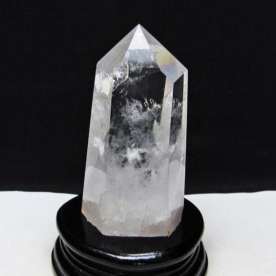 天然石 水晶 ポイント 六角柱 置物 台座付き① 水晶 六角柱 ポイント 原石 置物 台座付属 送料無料 一点物 152-4633